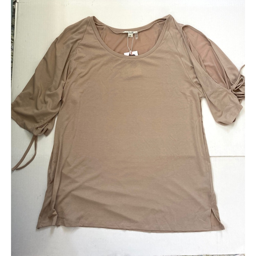 NWT Simply Noelle Shirt Cottage Core brown size XXL  knitted‎ open Arm Boho